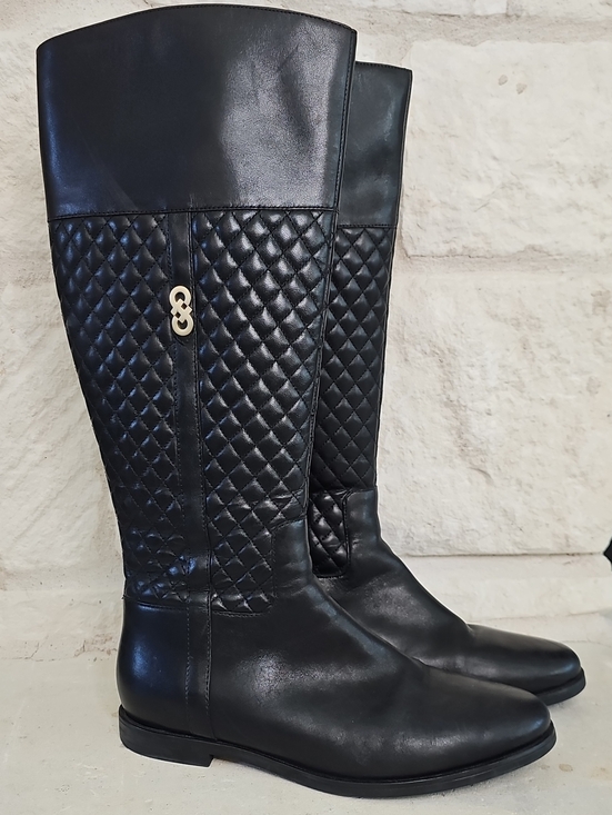 Cole Haan Shoes - Cole Haan Solid Black Quilted Leather Rigby Riding Boots Size 7.5B